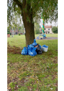 pile of rubbish beneath tree